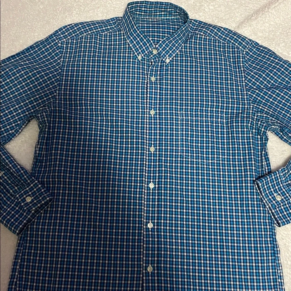 J.Crew Mens size large blue plaid button down long sleeve shirt